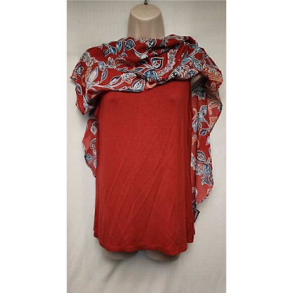 Apt. 9 Flowry Multicolor Red Plaid Floral Blouse Size Medium - Picture 6 of 8